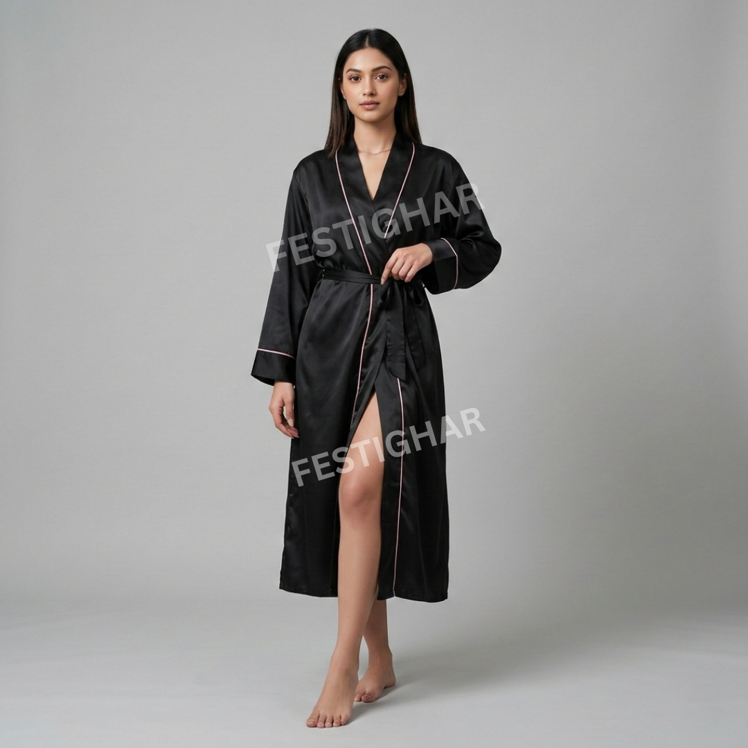 Long Premium Satin Robe - Personalized