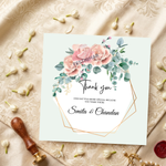 Green Floral Thank you Cards customized