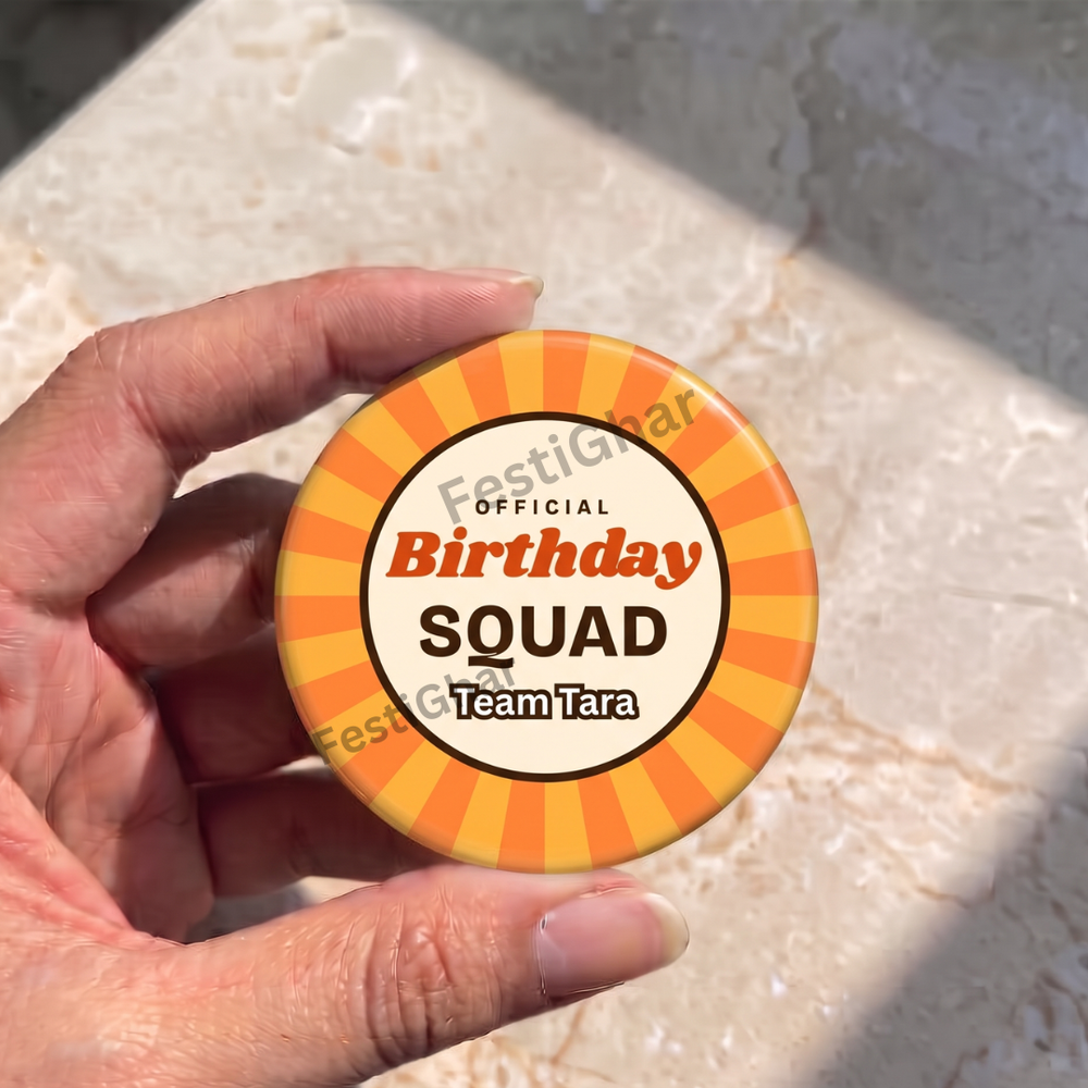 Customized birthday squad badges
