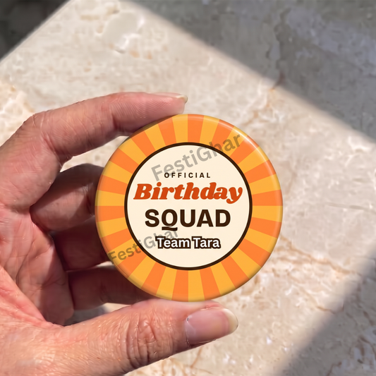 Customized birthday squad badges