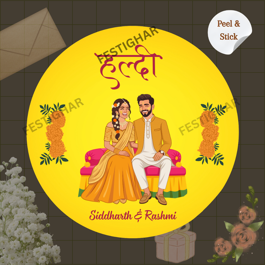 Customized Haldi function theme gift stickers