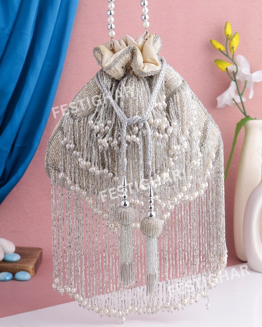 Designer tassel Potli with beads