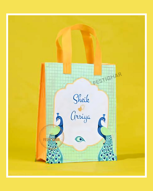 Wedding Fabric Bags with Peacock design