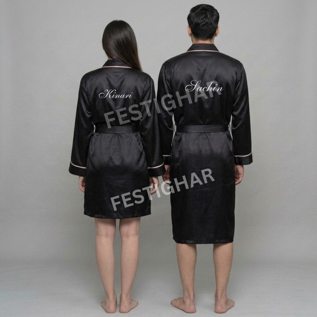 Couple Robe in Premium Satin - Personalized