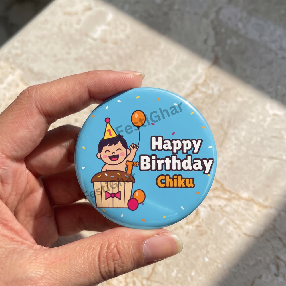 Customized 1st birthday baby boy badges