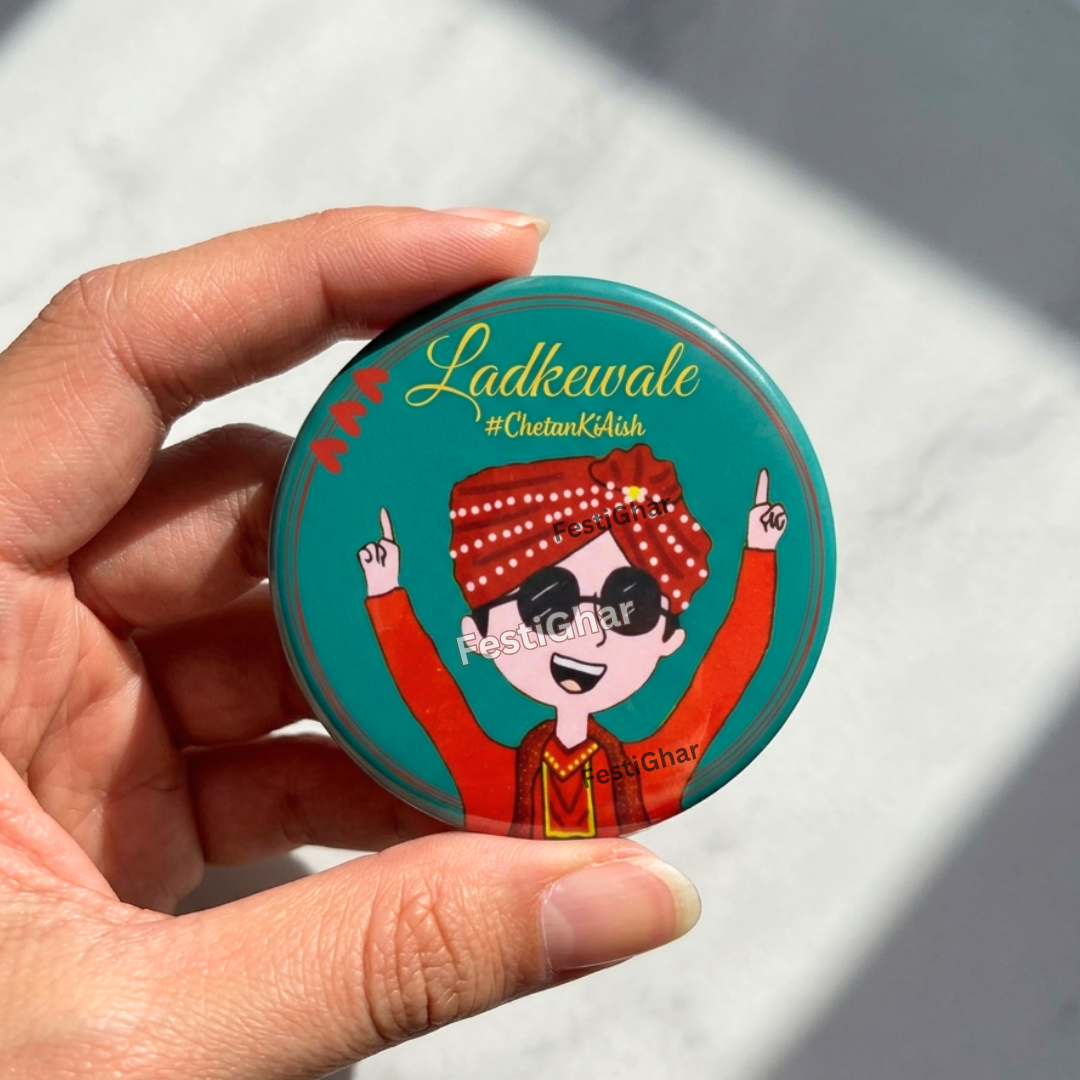 Customized Ladkewale badges in green