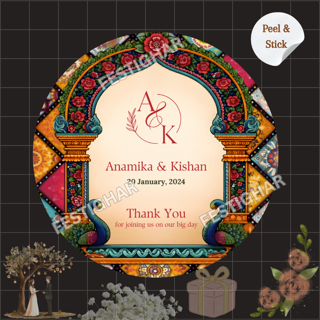 Gift sticker for wedding vibrant theme