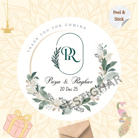 Elegant green wedding gift sticker