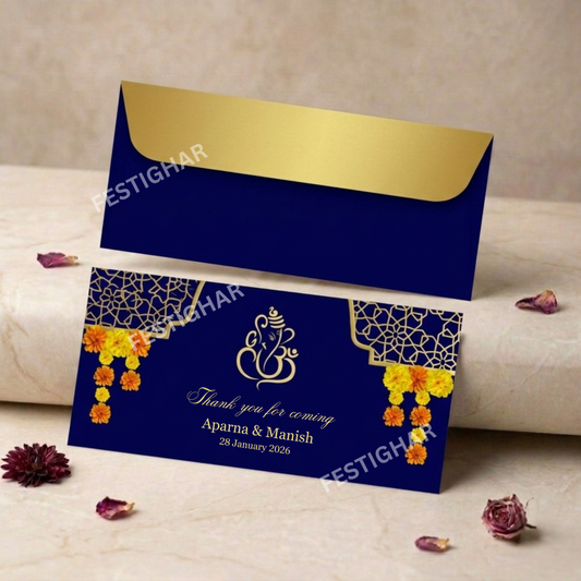 Personalised Money Envelopes - Blue with yellow flowers