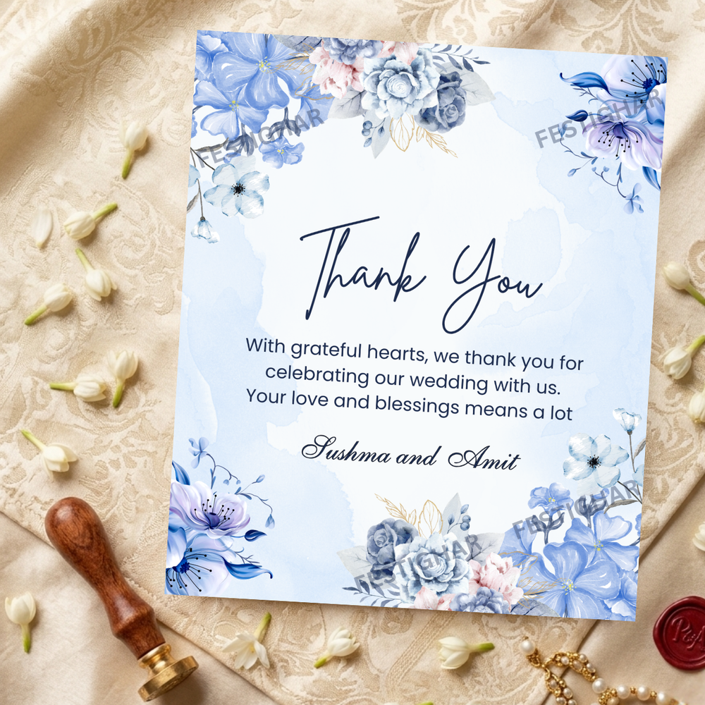 Custom Thank you Cards in blue theme