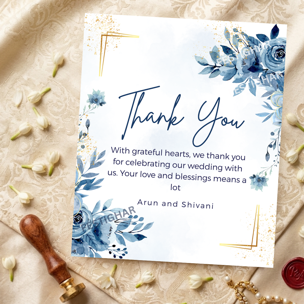 Custom Thank you Cards in blue shade