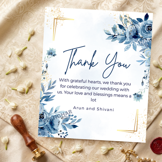 Custom Thank you Cards in blue shade