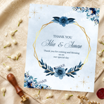 Personalised Thank you Cards in blue