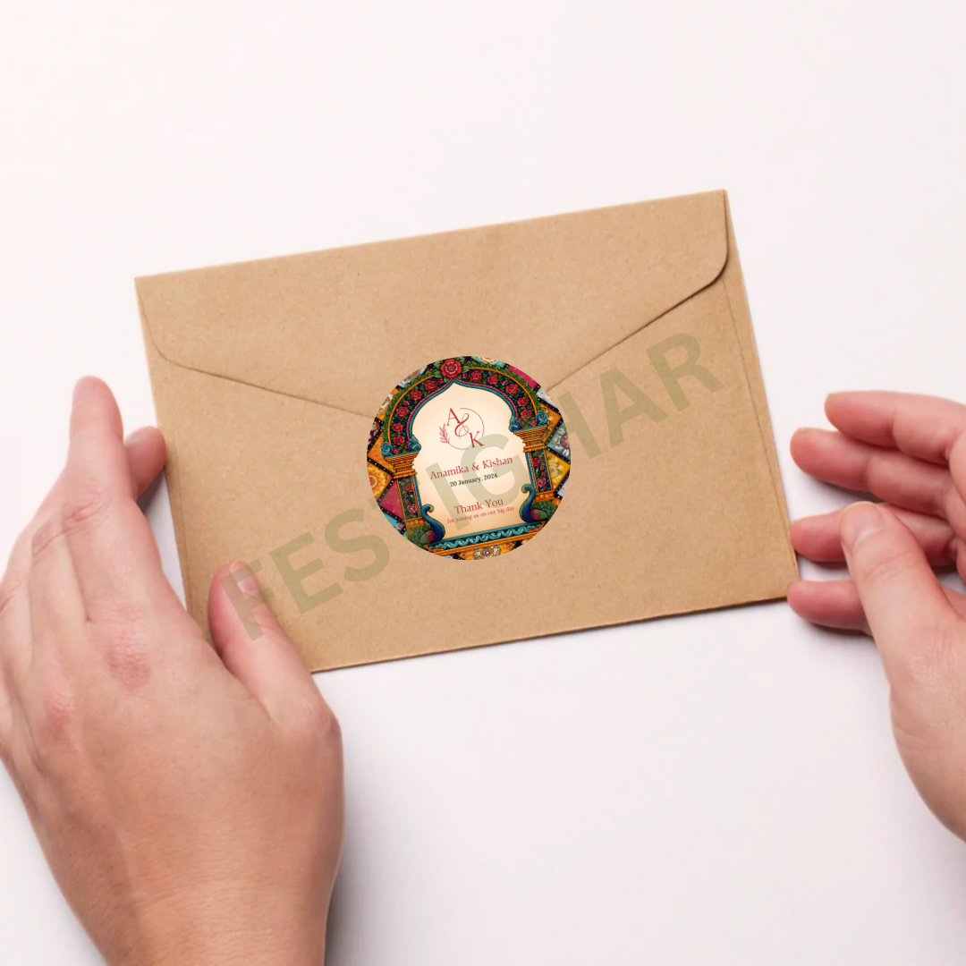 Gift sticker for wedding vibrant theme