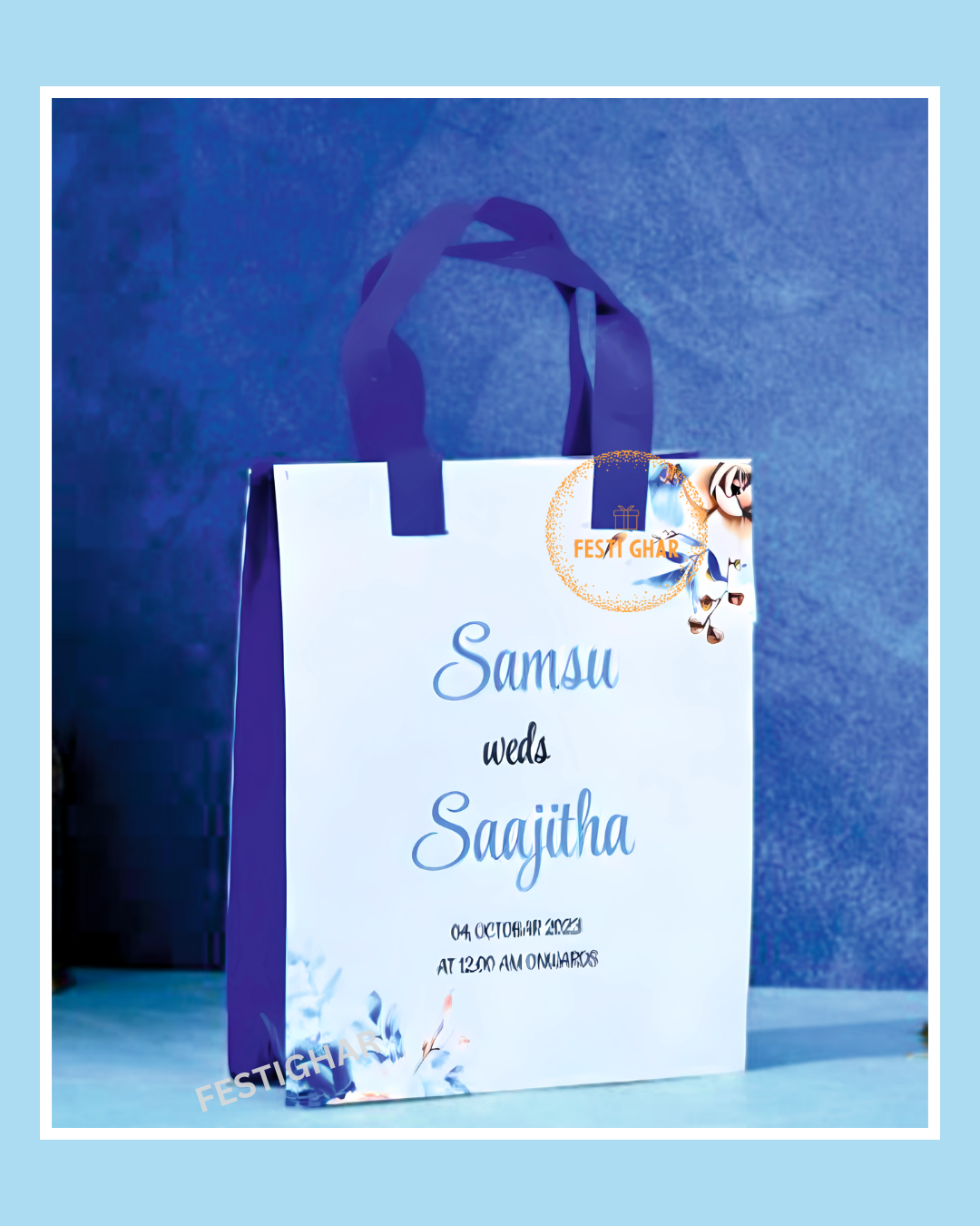 Wedding Fabric Bags in blue