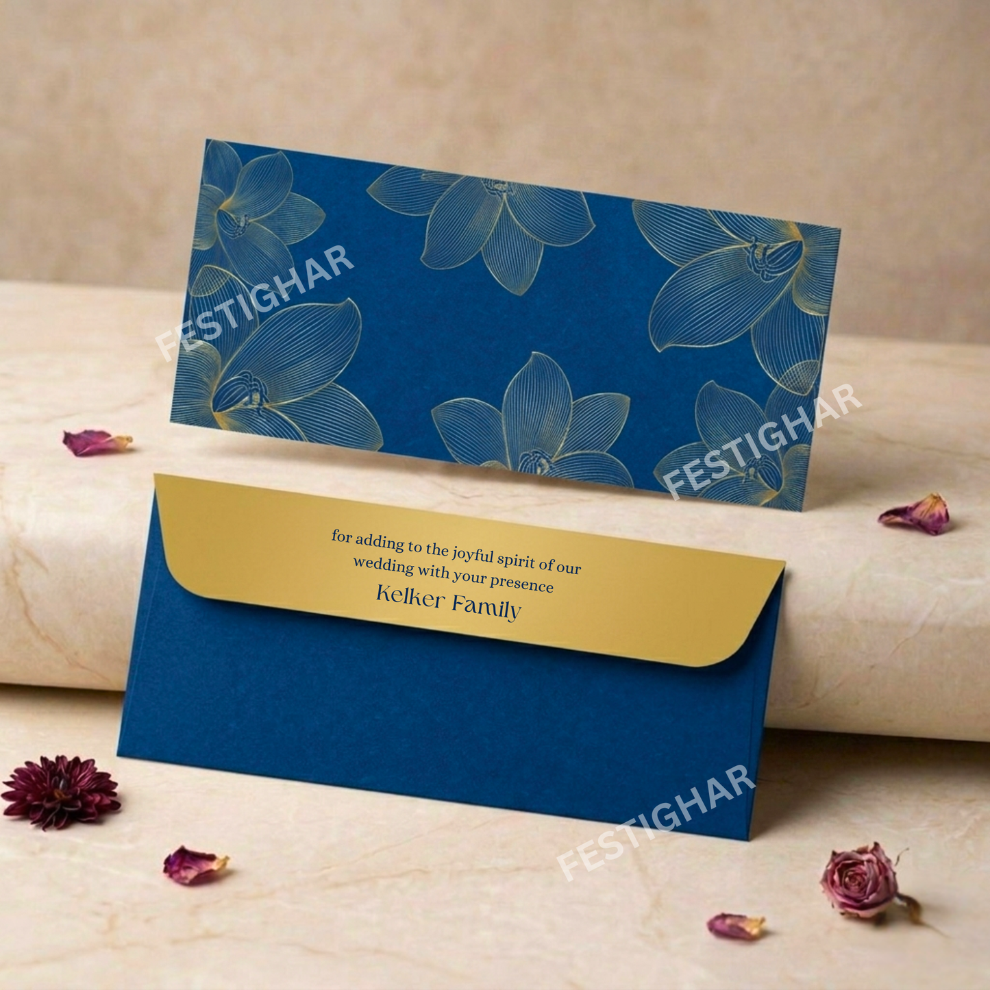 Personalised Money Envelopes - Blue floral theme