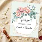 Green Floral Thank you Cards customized