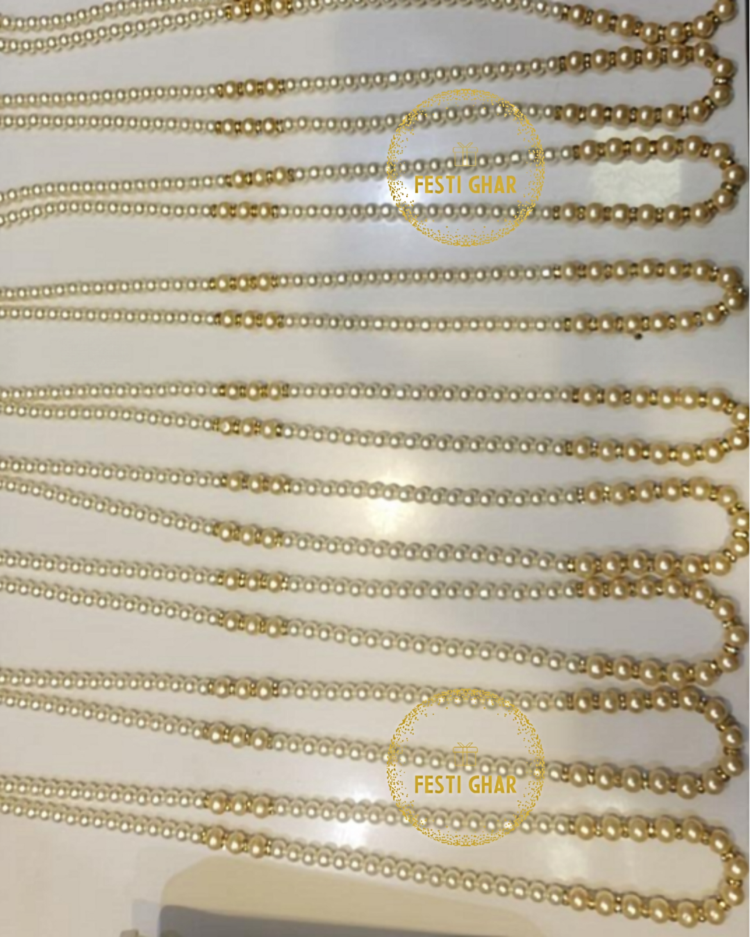 Welcome Mala with with gold and white pearls