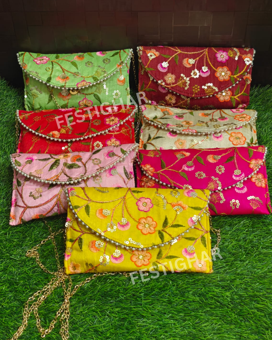 Sling Bags with embroidery  (mixed colours) Return Gifts