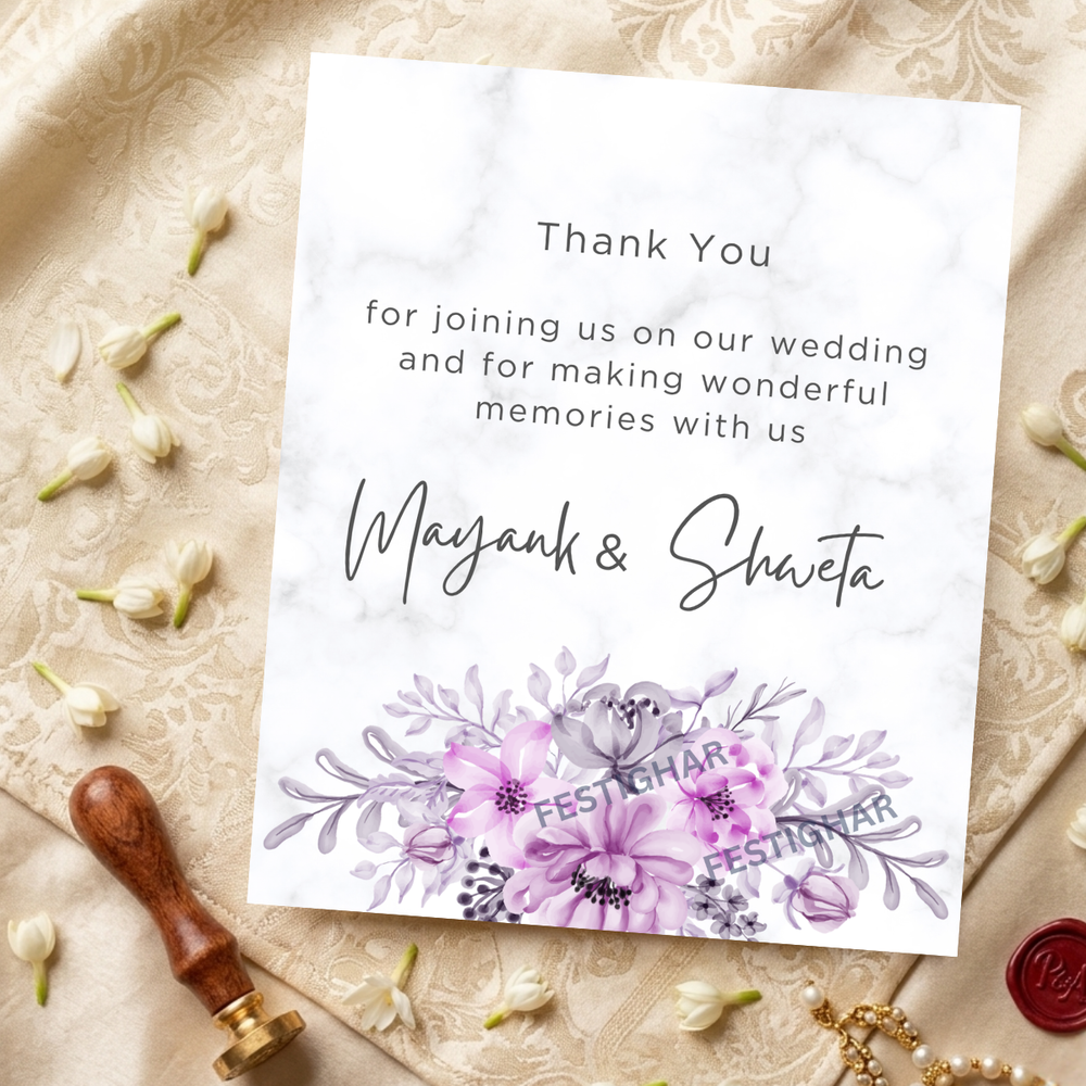 Purple Thank you Cards customized
