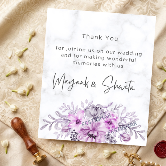 Purple Thank you Cards customized