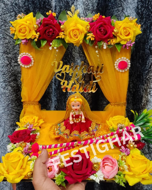 Floral Haldi Platter with doll