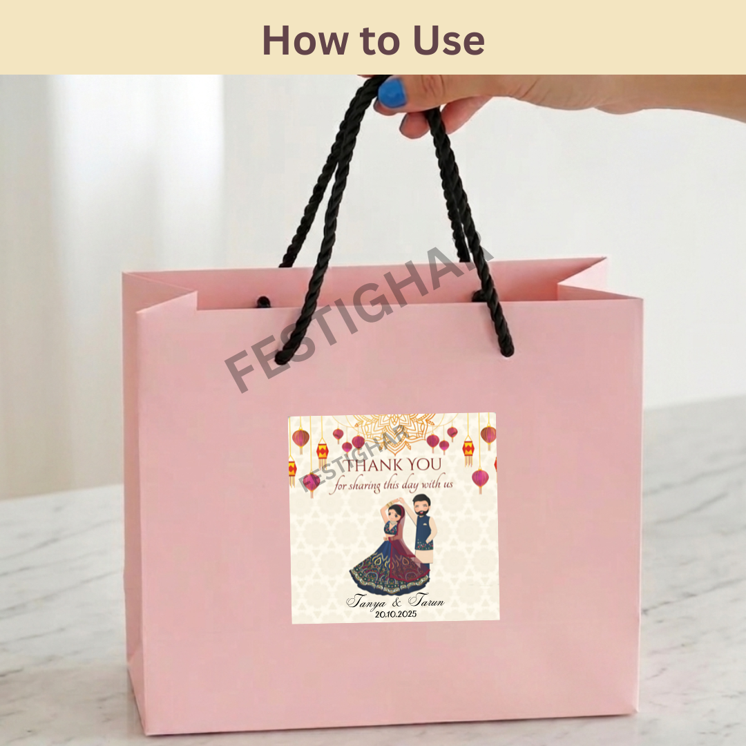 Gift sticker for wedding in square