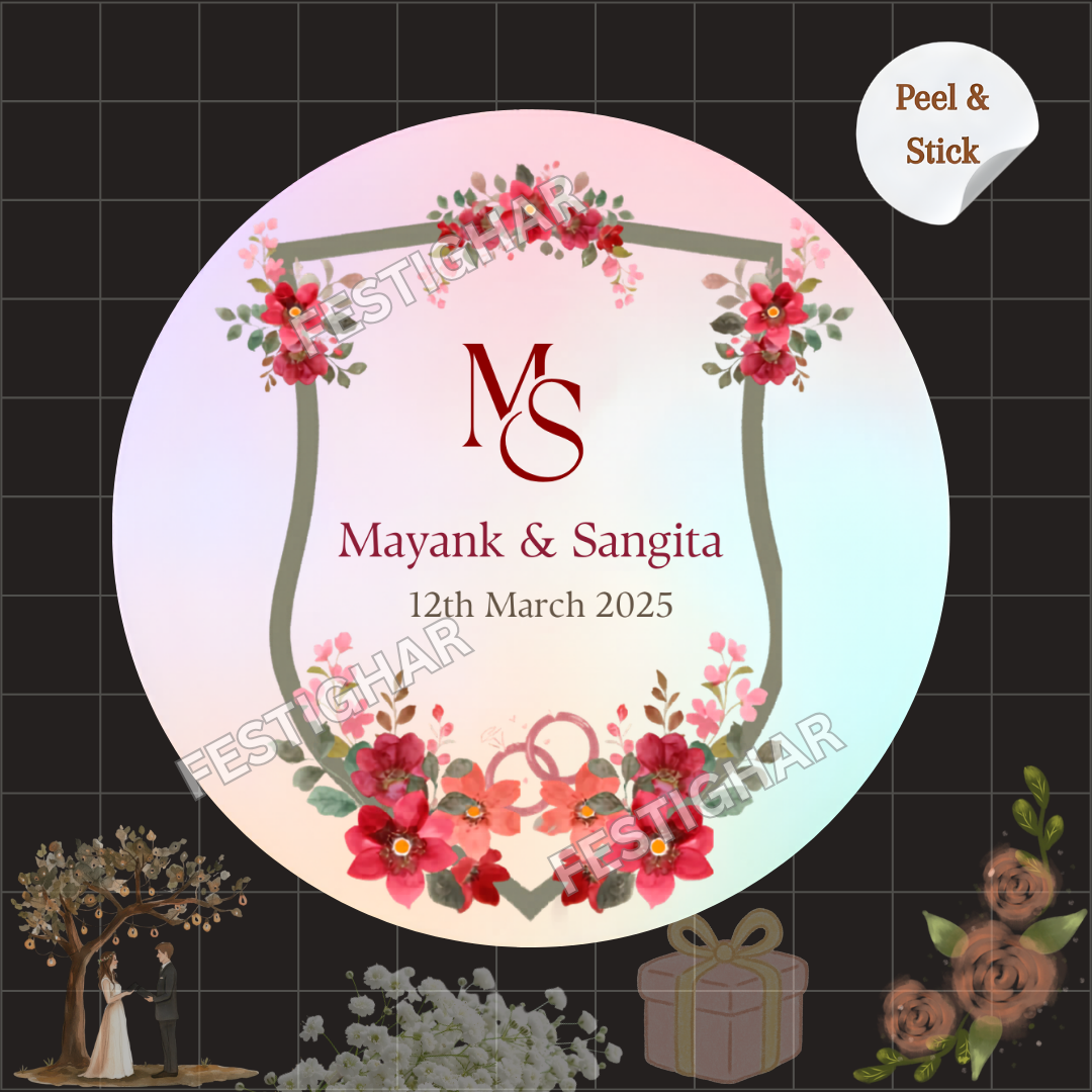 Gift sticker for wedding flower theme