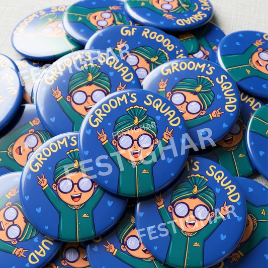 Groom's Squad wedding badges