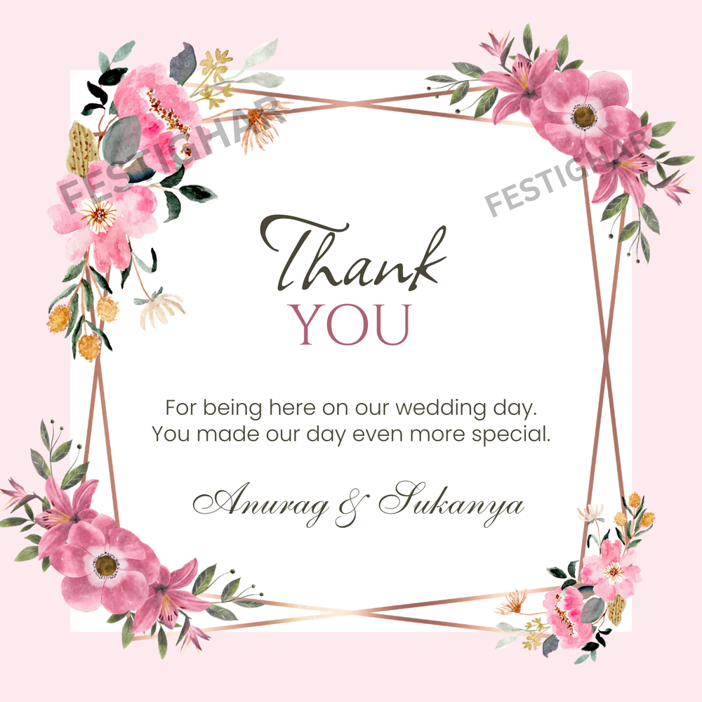 Customized Thank you Cards in pink