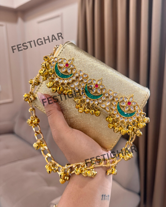 Golden metallic bags mini with Moon