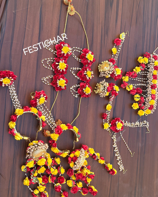 Flower Jewelry in red and yellow