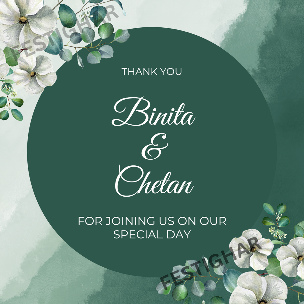 Customized Thank you Cards in green