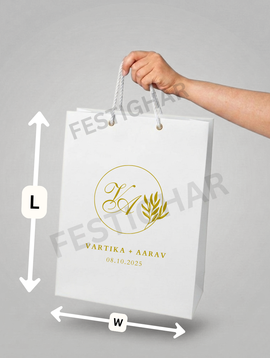 Customized Paper Bags for Wedding with leaf design