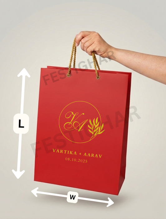 Customized Paper Bags for Wedding with leaf design