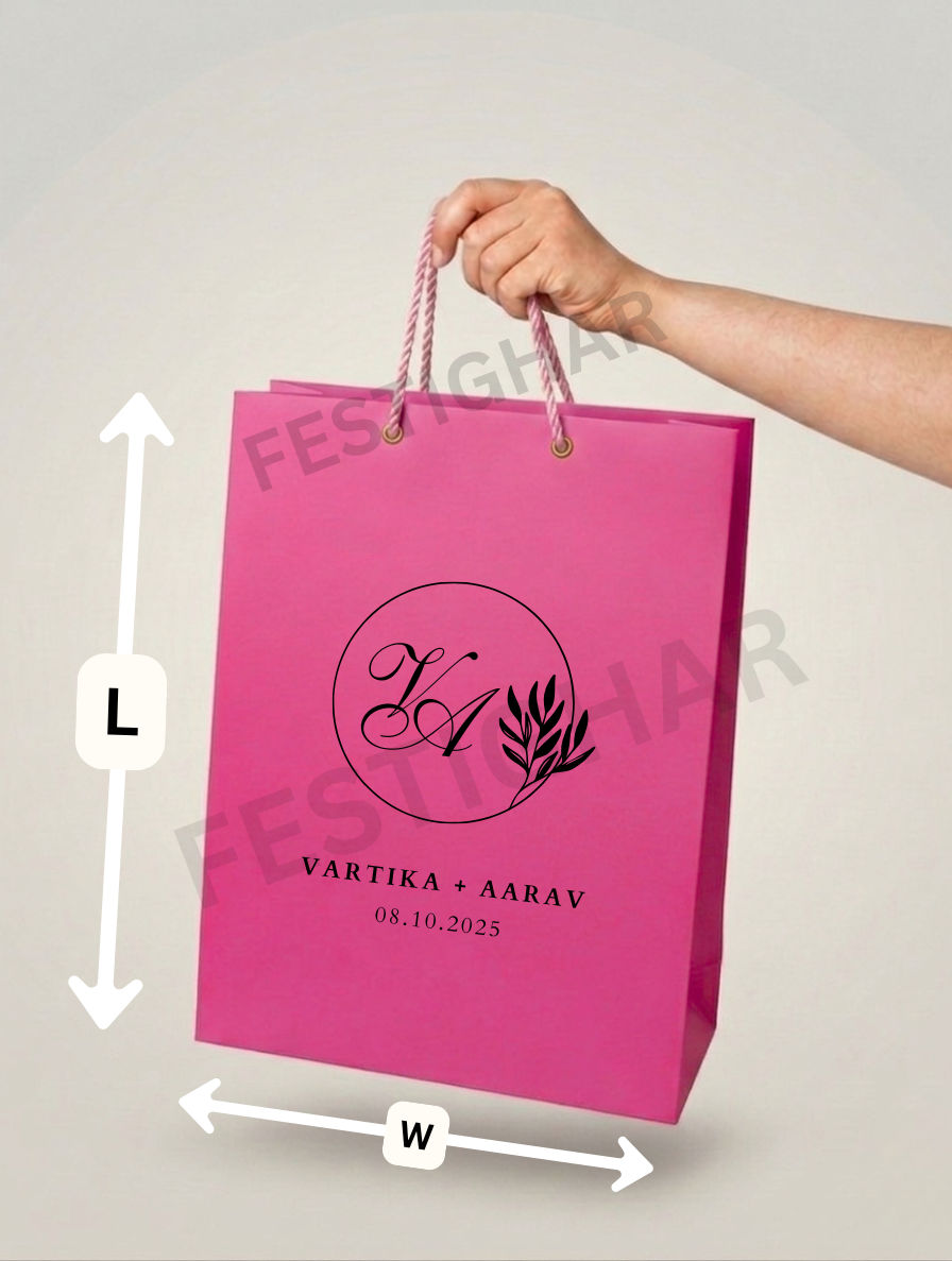 Customized Paper Bags for Wedding with leaf design