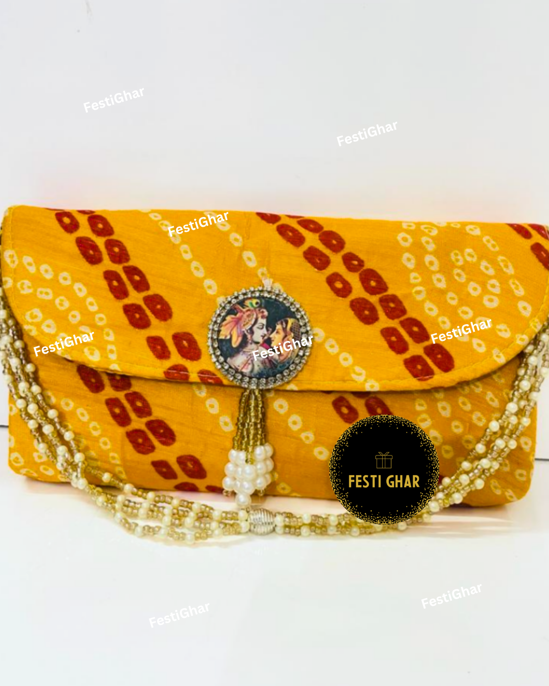 Bandhani Purse in yellow