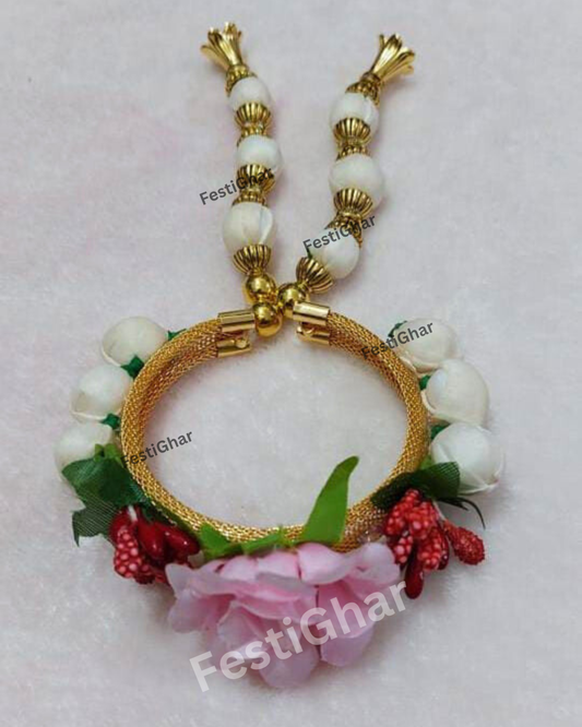 Bangles with pink flower for Haldi function return favours