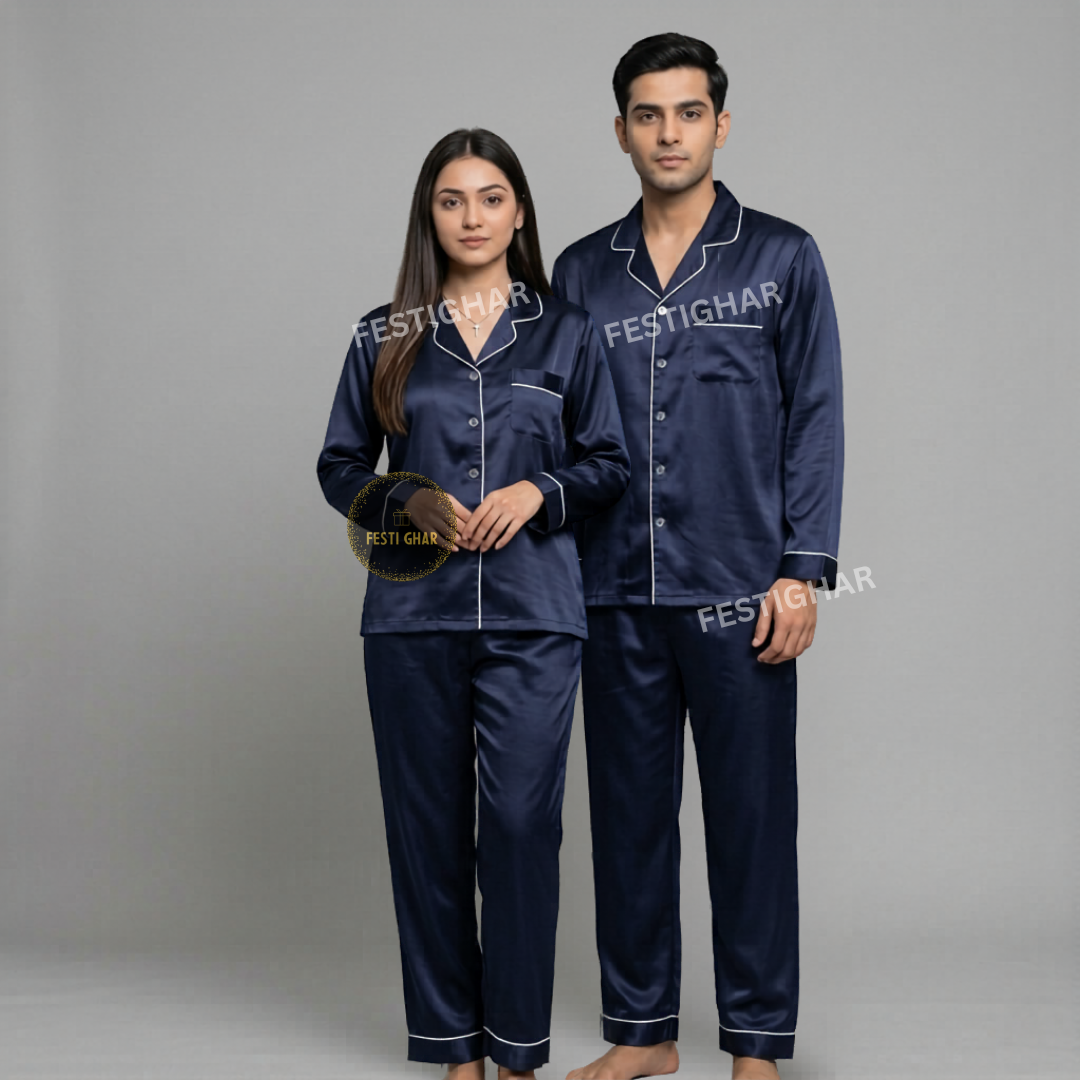 Couple Satin Pajama Set - Quirky set