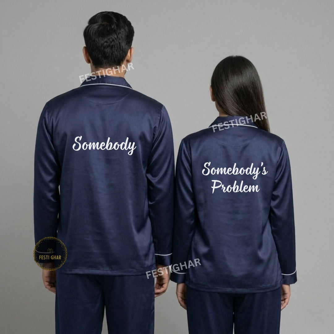 Couple Satin Pajama Set - Quirky set