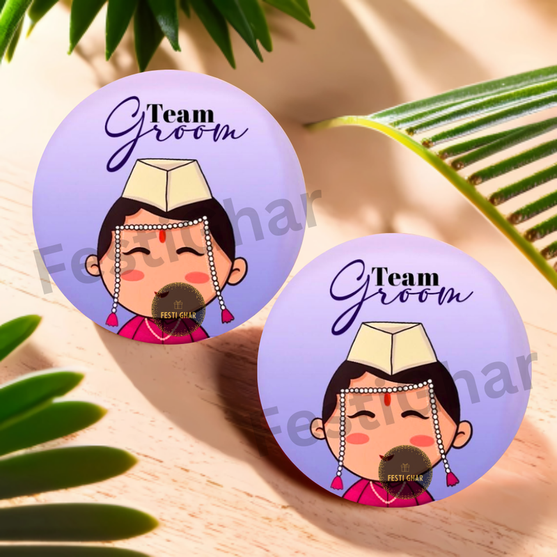 Team Groom cute Marathi Badges