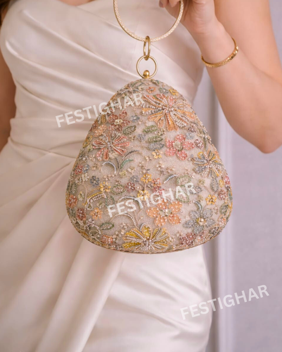 Almond shape clutch new floral design