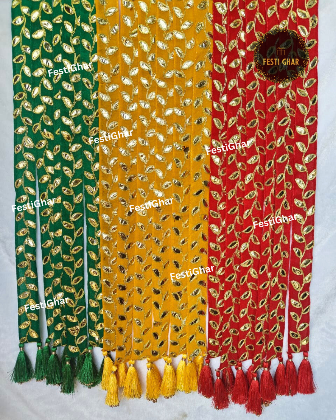 Baraat Swagat Dupatta with tassle (multicolour)