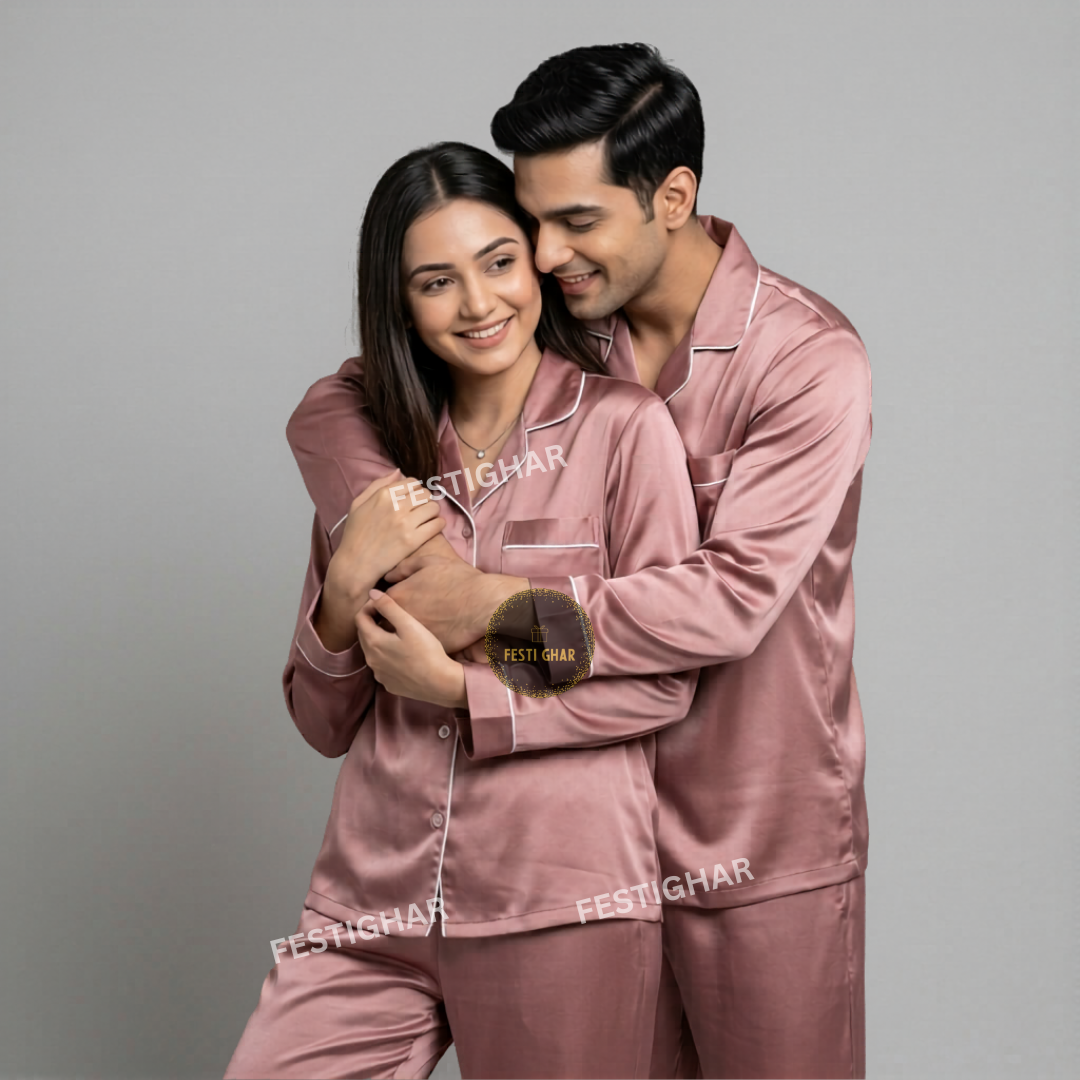 Couple Satin Pajama Set - Bride and Groom