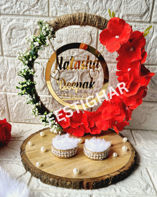 Engagement platter white and red flowers