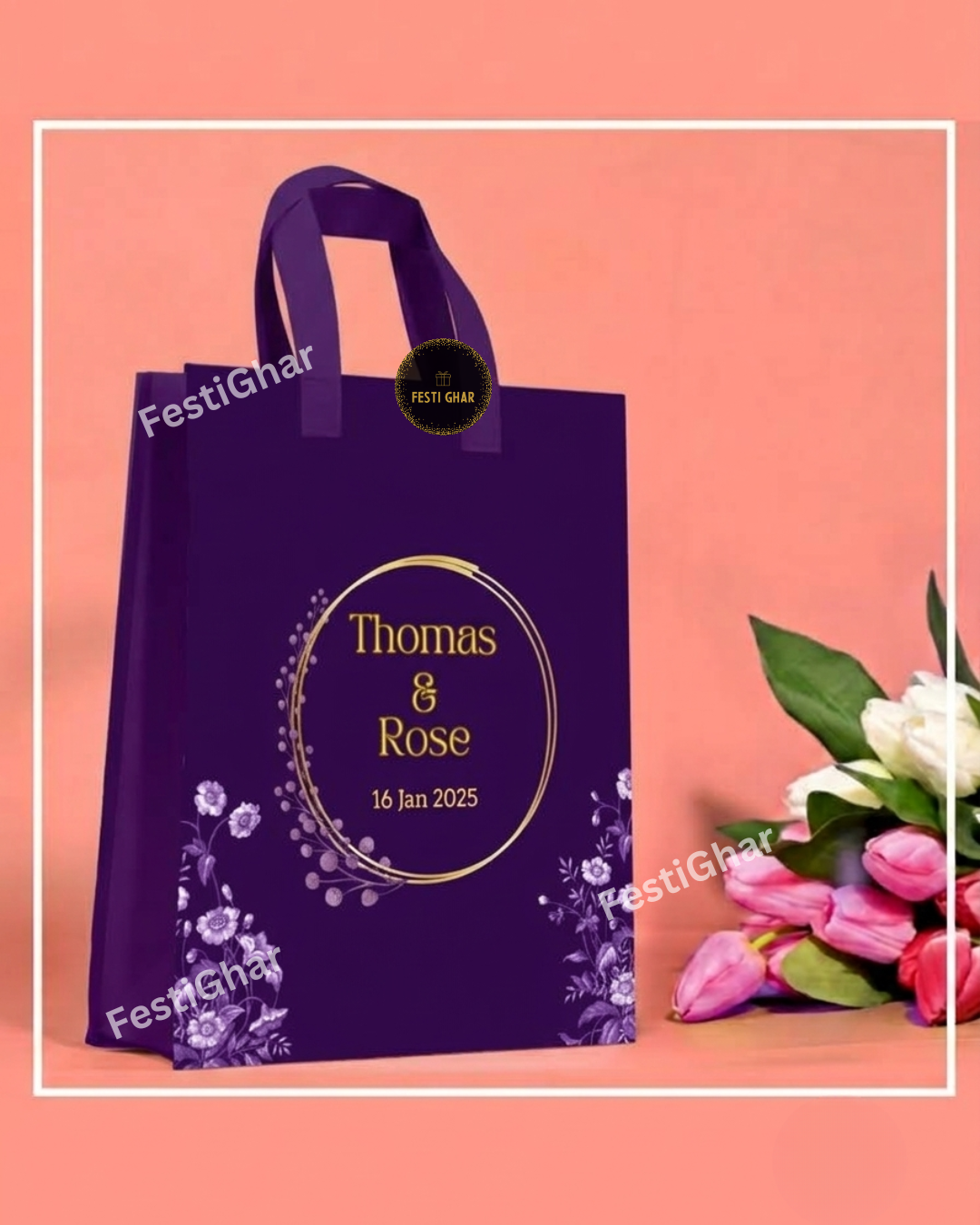Wedding Fabric Bags in purple