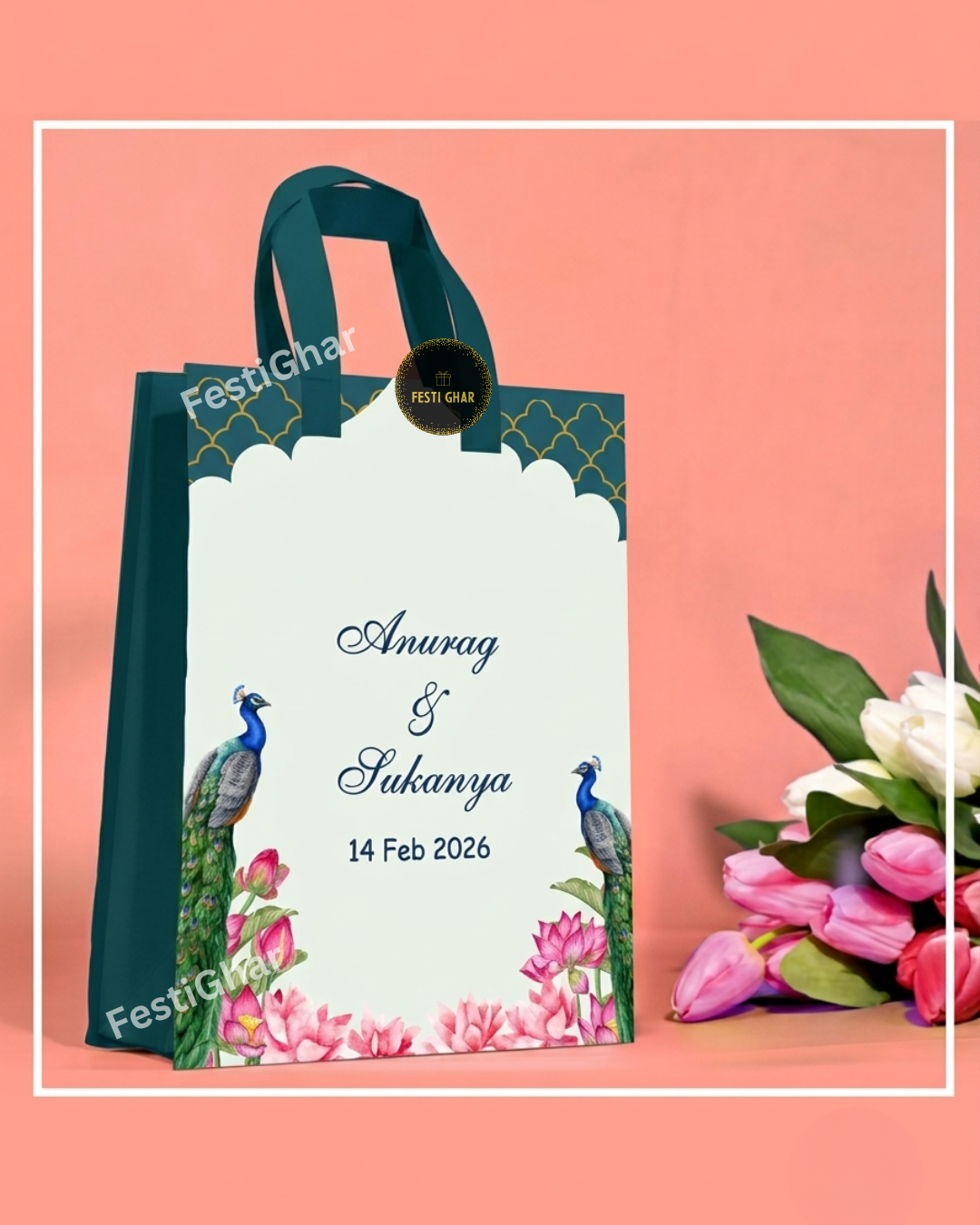 Wedding Fabric Bags in peacock theme