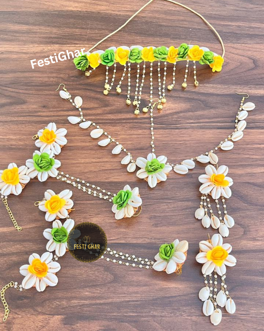 Green and Yellow Shell Jewellery