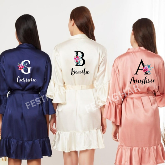 Designer Frilled Premium Satin Robe - Customized