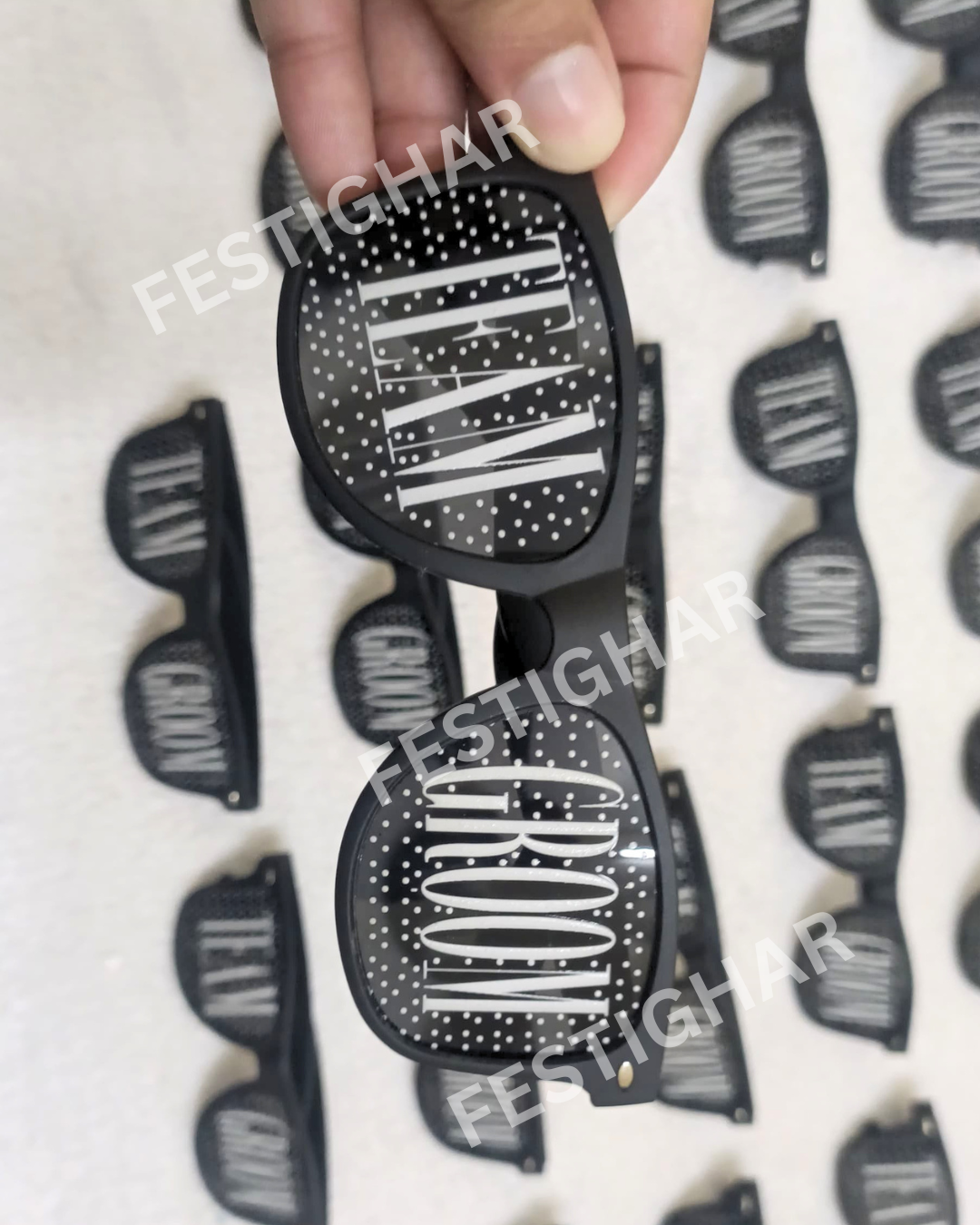 Customized Goggles in Black Colour dot pattern